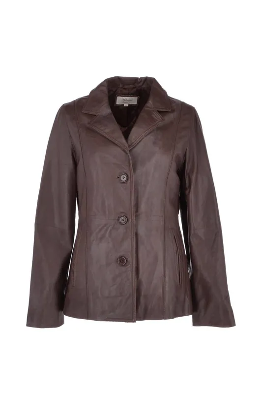 Ashwood Leather Women's 'Angela' Leather Blazer Jacket in Brown Size: 8 - Brown