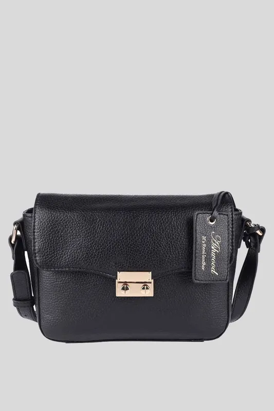 Ashwood Leather Women's 'Elegance' Leather Cross Body Bag in Black - Black