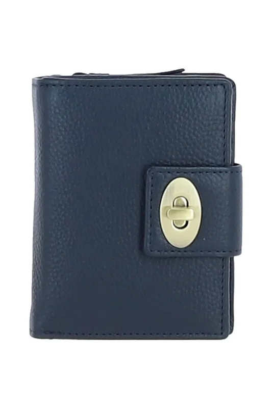 Ashwood Leather Women's Elegant Real Leather Purse in Navy - Navy