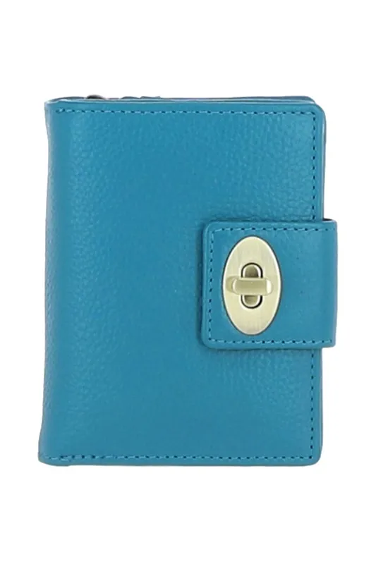 Ashwood Leather Women's Elegant Real Leather Purse in Turquoise - Turquoise