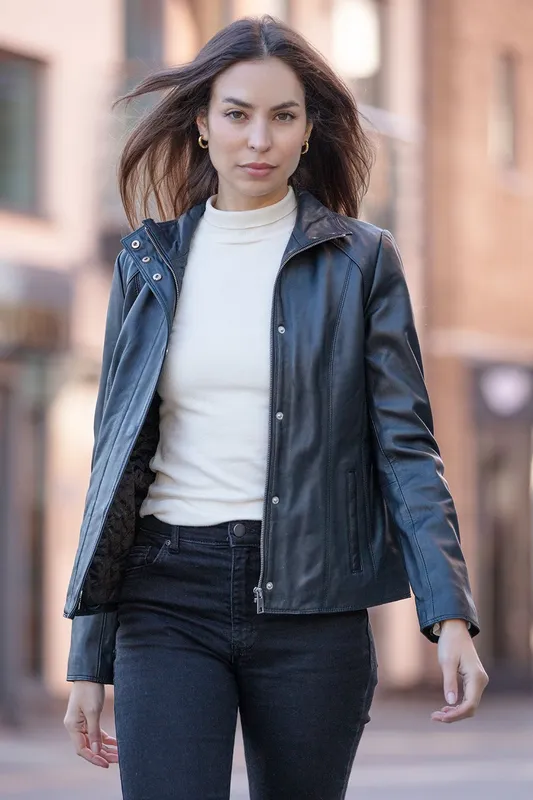 Ashwood Leather Women's 'Juliet' Real Leather Jacket in Black Size: 8 - Black