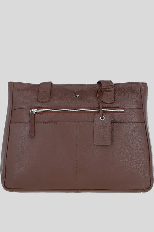 Ashwood Leather Women's 'London' Real Leather Shoulder Bag in Light Brown Light Brown One Size