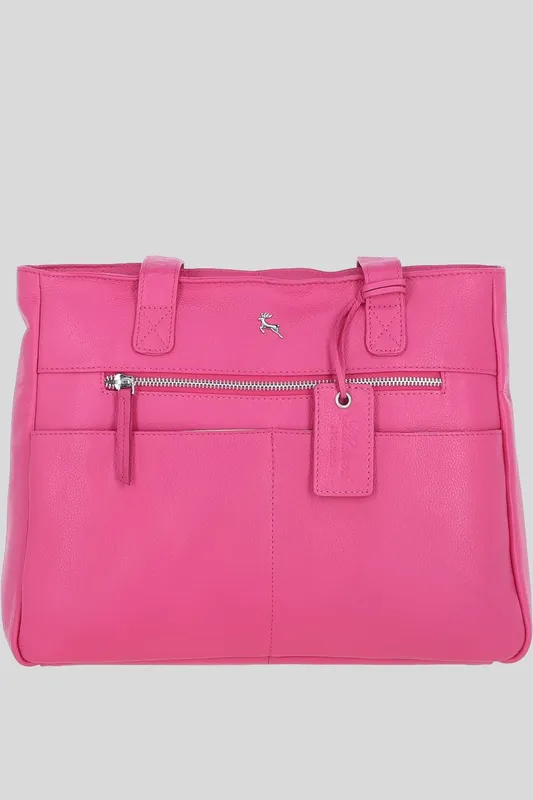 Ashwood Leather Women's 'London' Real Leather Shoulder Bag in Pink - Pink - Size: One Size