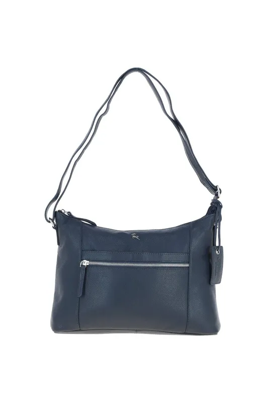 Ashwood Leather Women's 'Milano' Real Leather Essentials Crossbody Bag in Navy - Navy