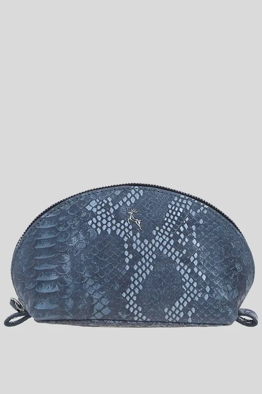 Ashwood Leather Women's 'Philippa' Real Leather Makeup Bag in Dark Grey - Dark Grey