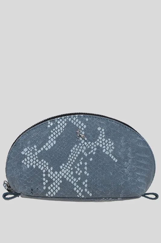 Ashwood Leather Women's 'Philippa' Real Leather Makeup Bag in Grey - Grey