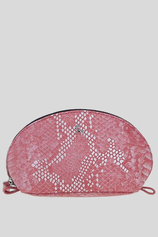 Ashwood Leather Women's 'Philippa' Real Leather Makeup Bag in Pink - Pink - Size: One Size
