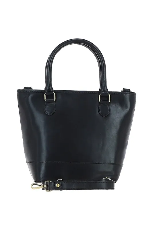 Ashwood Leather Women's Small Real Leather Bucket Bag in Black - Black