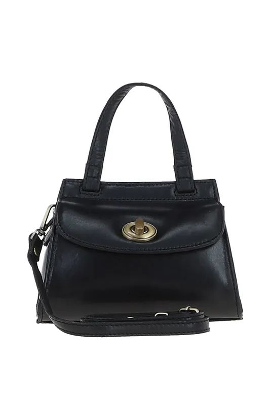 Ashwood Leather Women's Small Real Leather Grab Bag in Black - Black