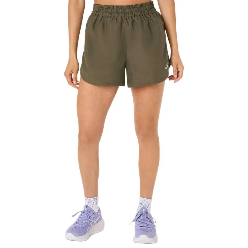 Asics Nagino Run Adjustable 4in Shorts Dark Olive S Women