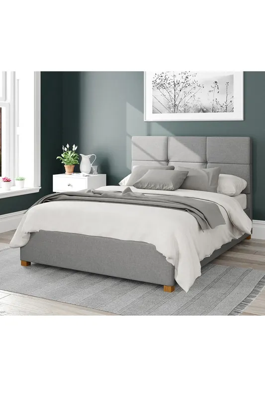 Aspire Caine Upholstered Ottoman Storage Bed, Eire Linen Fabric in Grey Size: King Grey King