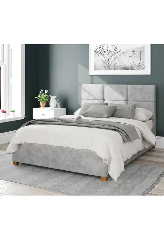 Aspire Caine Upholstered Ottoman Storage Bed, Kimiyo Linen Fabric in Silver Size: King Silver