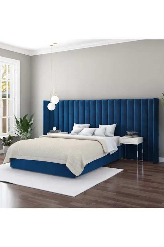 Aspire Unisex Grandeur Headboard in Plush in Navy Navy female