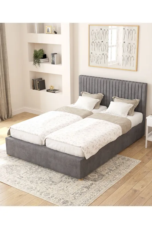 Aspire Grant Electric Adjustable Bed Upholstered in Plush Velvet Fabric with Pocket Sprung Mattress UK Made in Grey Size: King Grey King