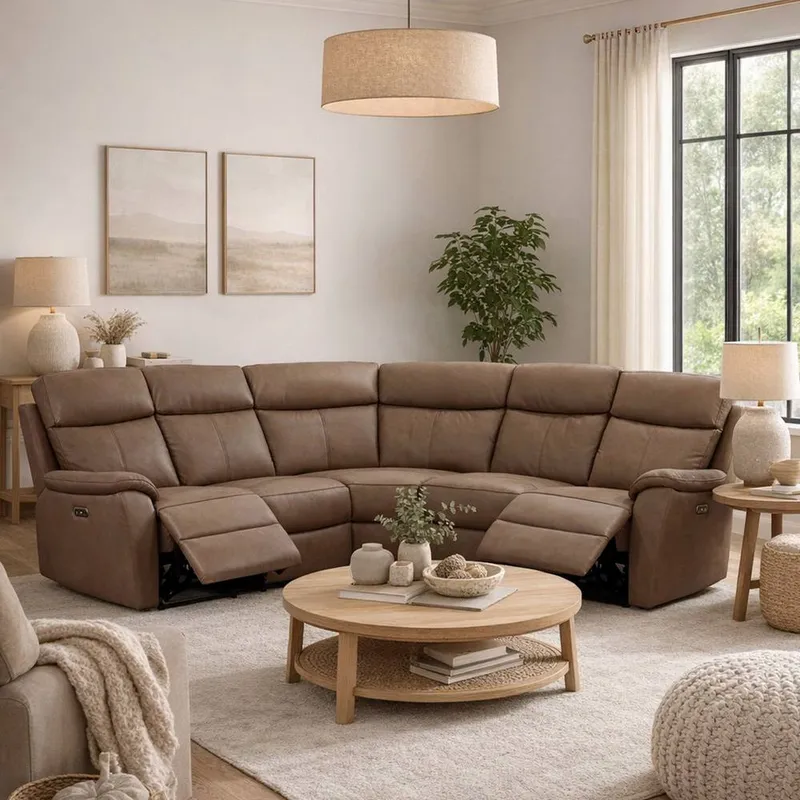 Aspire Unisex Kingsmere Corner Power Recliner Sofa in Tan Tan female
