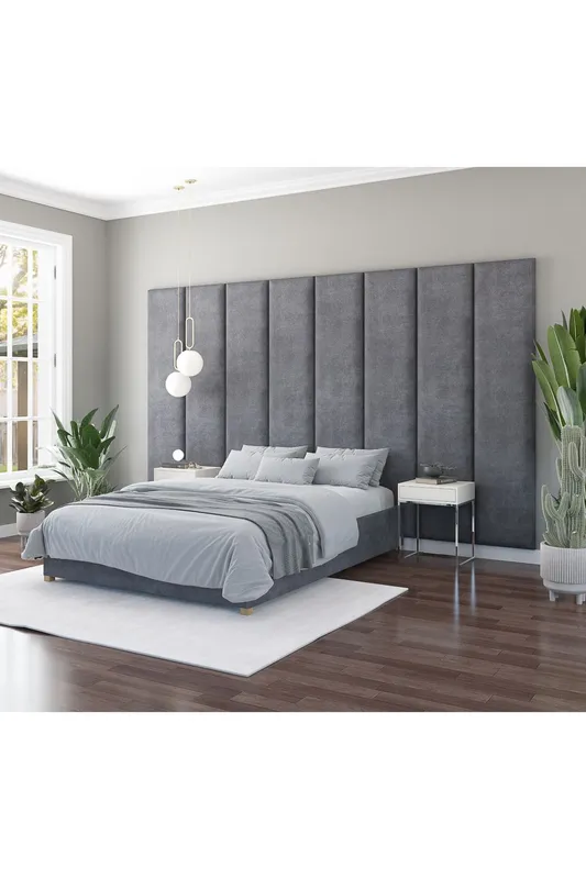 Aspire Large Upholstered Headboard Wall Panel, UK Made in Grey Grey
