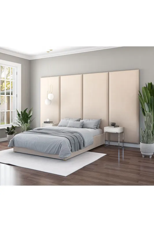 Aspire Large Upholstered Headboard Wall Panel, UK Made in Natural Natural