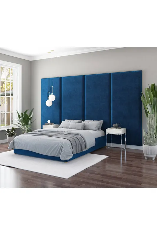 Aspire Large Upholstered Headboard Wall Panel, UK Made in Navy - Navy
