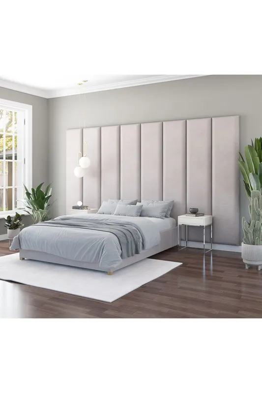 Aspire Large Upholstered Headboard Wall Panel, UK Made in Silver Silver