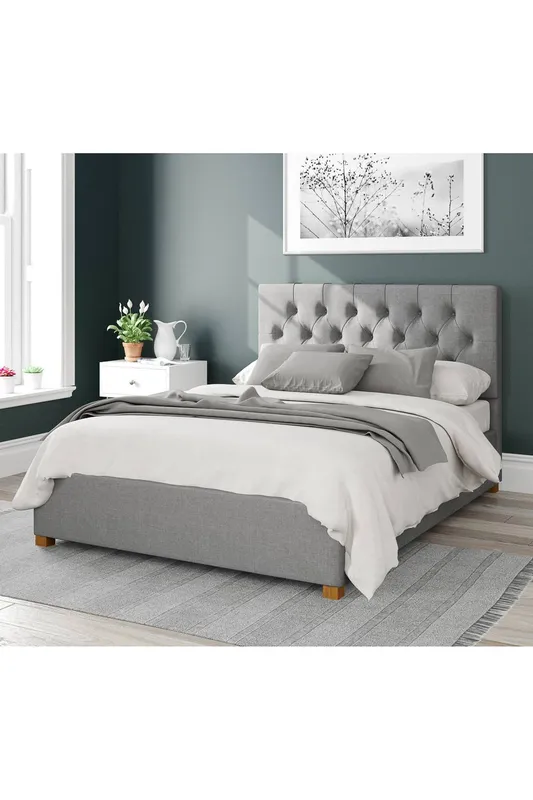 Aspire Olivier Upholstered Ottoman Storage Bed, Eire Linen Fabric in Grey Size: Single - Grey - Size: Single