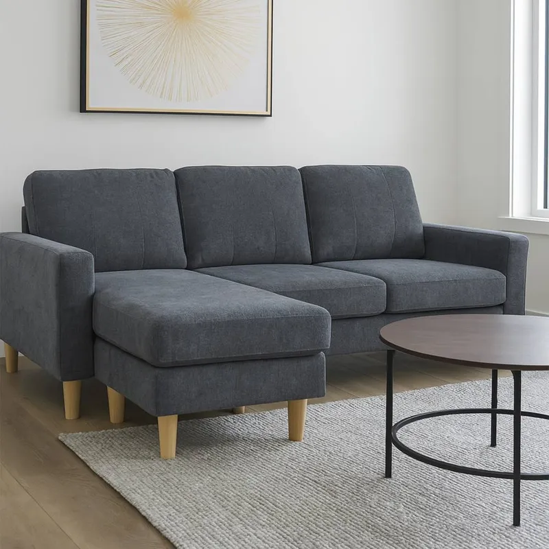 Aspire Unisex Pad Compact Sofa w/ Reversible Chaise in Charcoal Size: 3 Seater Charcoal 3 Seater female