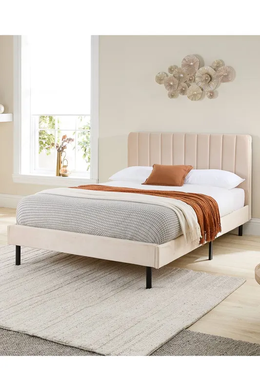Aspire Rosella Upholstered Bed in Cream Size: Single - Cream - Size: Single