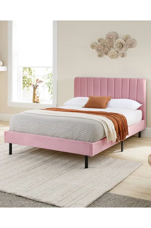 Aspire Rosella Upholstered Bed in Pink Size: Single Pink Single