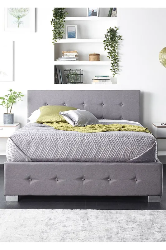 Aspire Unisex Side Opening Ottoman Storage in Grey Linen Size: Super King Grey female