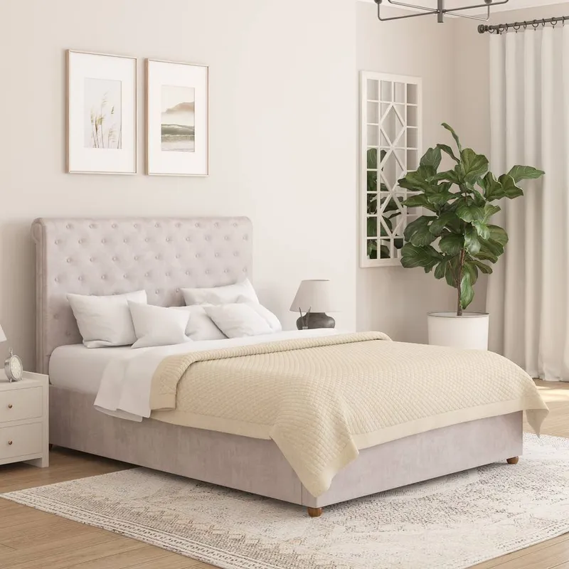 Aspire Unisex Taylor Ottoman Storage Bed Frame in Plush Velvet Fabric in Silver Size: King Silver King female
