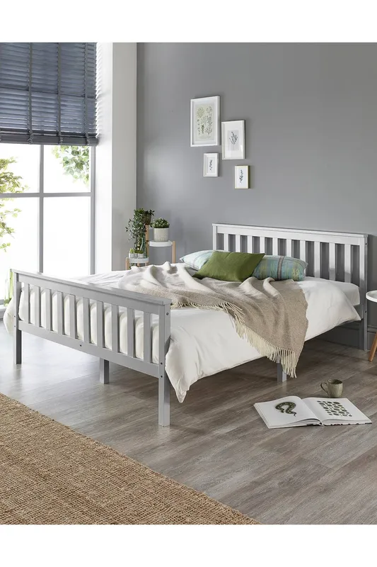 Aspire Unisex Atlantic Bed Frame in Grey Size: Small Double Grey Small Double female