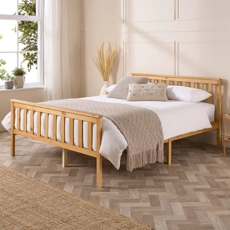Aspire Unisex Atlantic Bed Frame in Natural Wood Colour Size: King Natural female