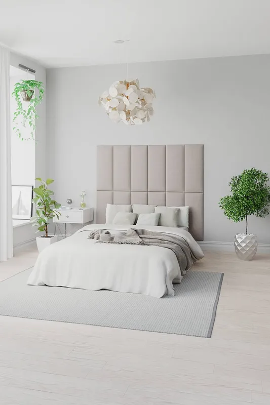 Aspire Unisex EasyMount Wall Mounted Upholstered Panels, Modular Diy Headboard in Eire Linen Fabric (Pack of 2) in White Off White female