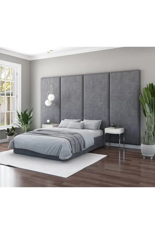 Aspire Large Upholstered Headboard Wall Panel, UK Made in Grey - Grey - Size: One Size