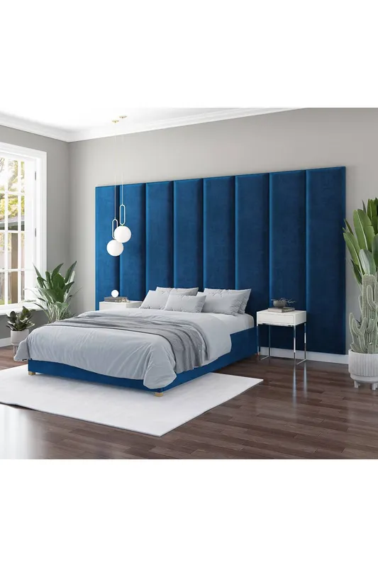 Aspire Large Upholstered Headboard Wall Panel, UK Made in Navy - Navy