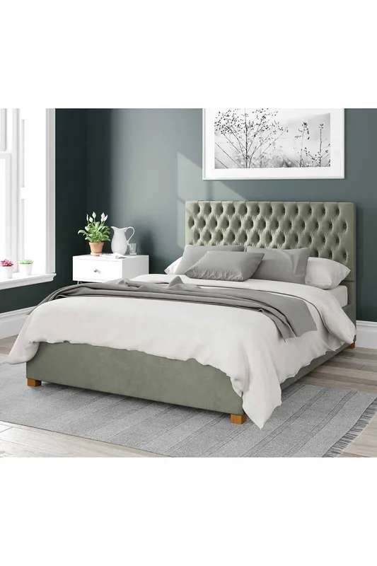 Aspire Unisex Nightingale Upholstered Ottoman Storage Bed, Plush Velvet Fabric in Duck Egg Blue Size: King Duck Egg Blue King female