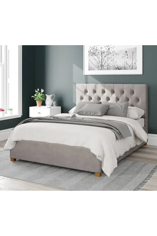 Aspire Unisex Olivier Upholstered Ottoman Storage Bed, Plush Velvet Fabric in Silver Size: Single Silver female
