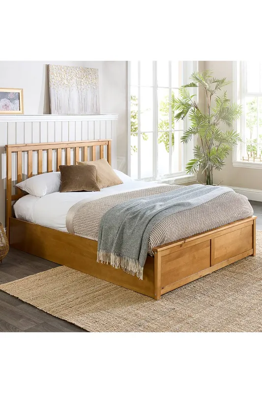 Aspire Wooden Ottoman Storage Bed in Natural Size: Small Double - Natural - Size: Small Double