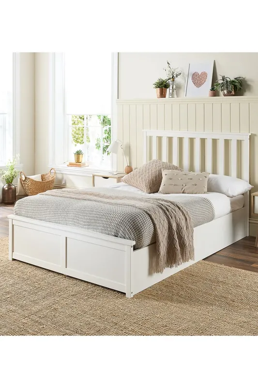 Aspire Wooden Ottoman Storage Bed in White Size: Double - White - Size: Double