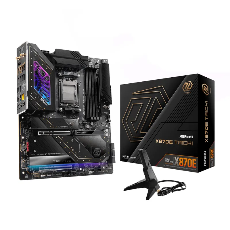Asrock X870E Taichi DDR5 eATX AM5 Motherboard – Flagship Performance, USB4, 24+2+1 Phases, Sps Tech, High OC Capability
