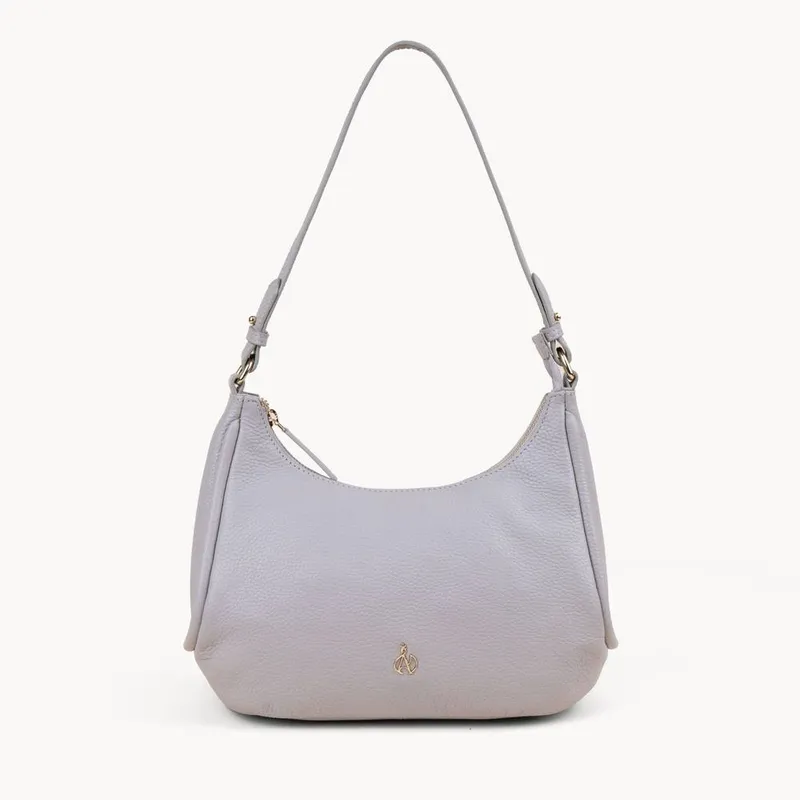 Assots London Women's 'Natasha' Pebble Grain Real Shoulder Bag in Grey Grey