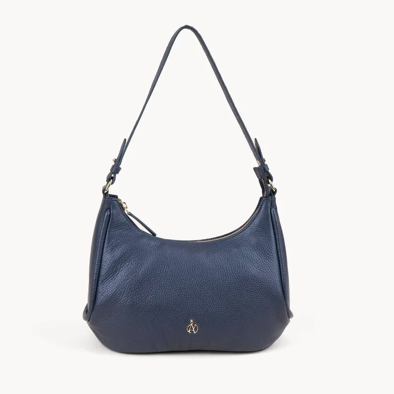 Assots London Women's 'Natasha' Pebble Grain Real Shoulder Bag in Navy Navy female