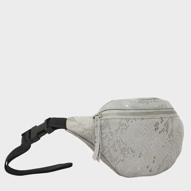 Assots London Women's Noah' Real Leather Bum Belt Bag in Grey - Grey