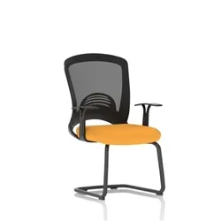 Astro Visitor Fabric Seat Senna Yellow Cantilever Leg Mesh Chair