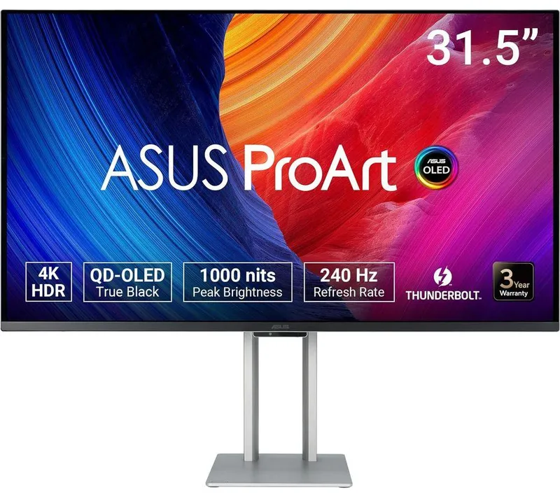 Asus ProArt PA32UCDM 4K Ultra HD 32" OLED Monitor - Black & Silver, Silver/Grey,Black