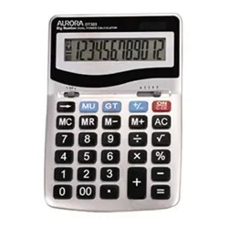Aurora Grey/Black 12-Digit Desk Calculator (solar with battery) DT303