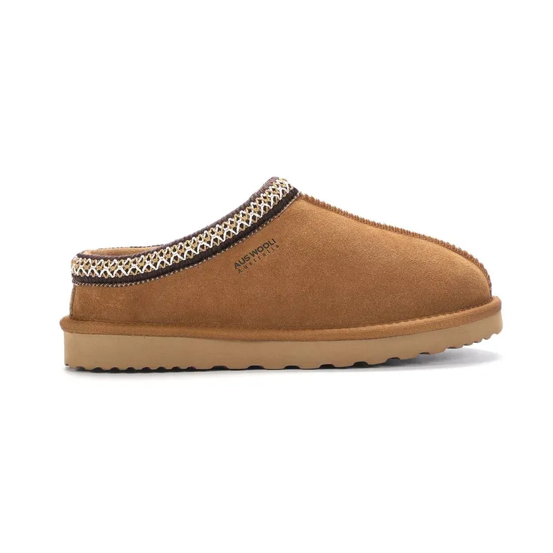 Aus Wooli Australia Unisex Croydon Slippers in Tan Size: 3 - Tan