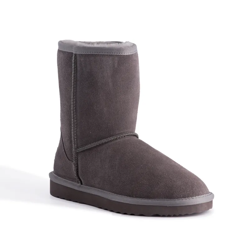 Aus Wooli Australia Unisex Mid Calf Zip Boots in Grey Size: 3 - Grey