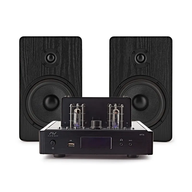 Avcom Vintage Style Amplifier with Passive Speakers Black