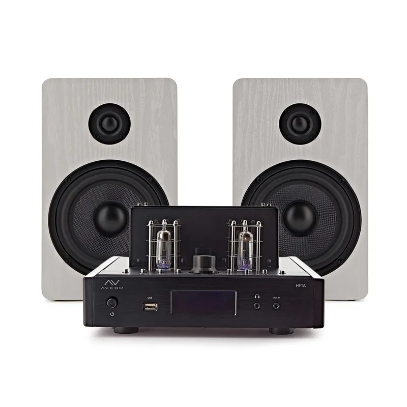 Avcom Vintage Style Amplifier with Passive Speakers White