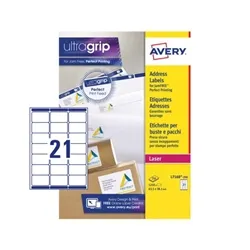 Avery Address Labels Laser 21/Sheet 63.5x38.1mm L7160-250